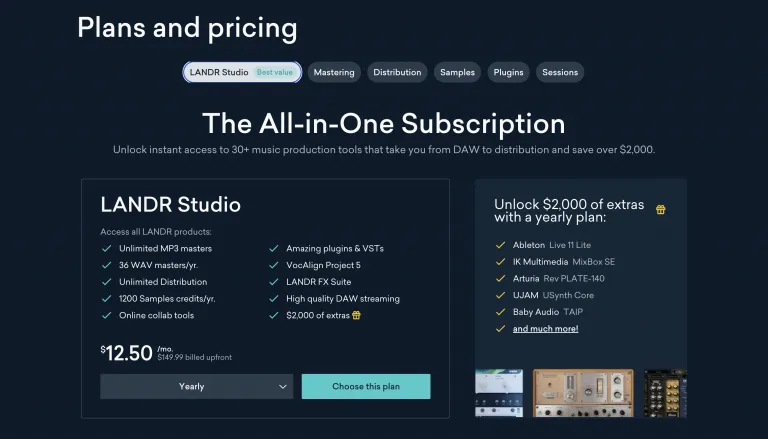 LANDR pricing