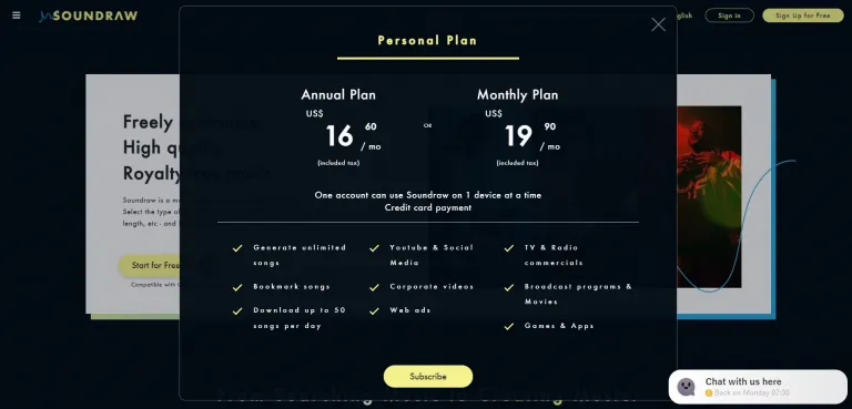 Soundraw.io pricing 