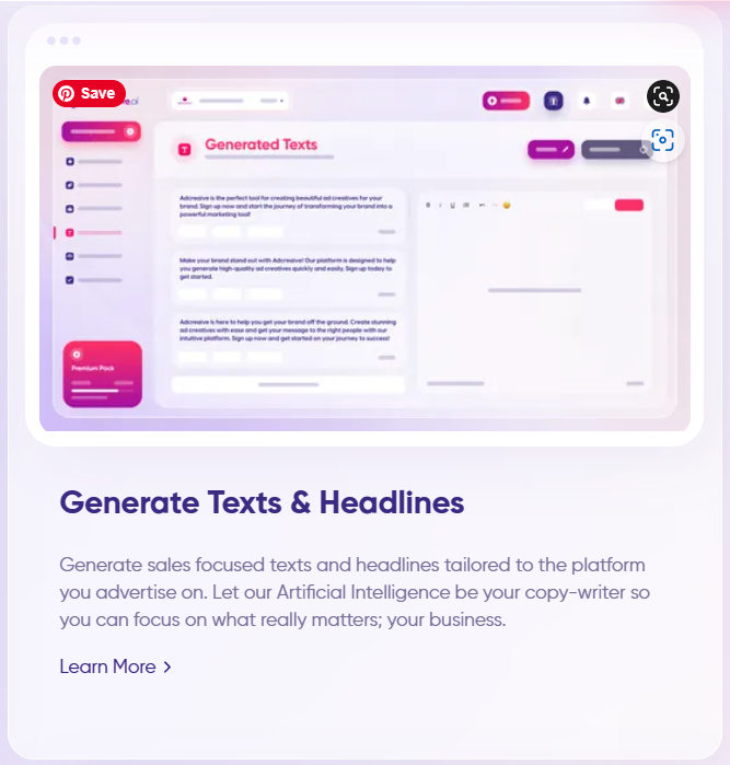 Generate Texts & Headlines AdCreative.ai