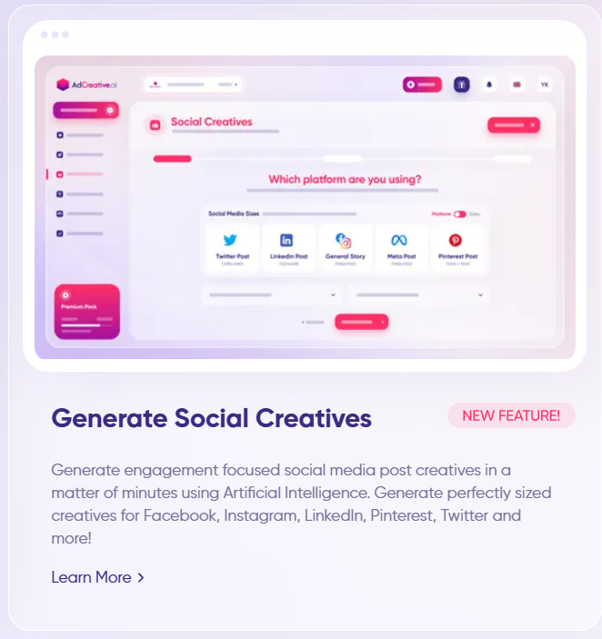 Generate Social Creatives AdCreative.ai