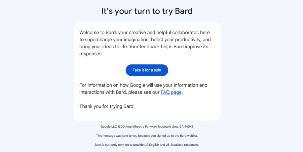 It's your turn to try Bard