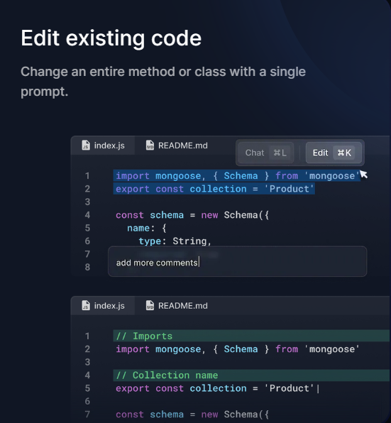 Edit existing code